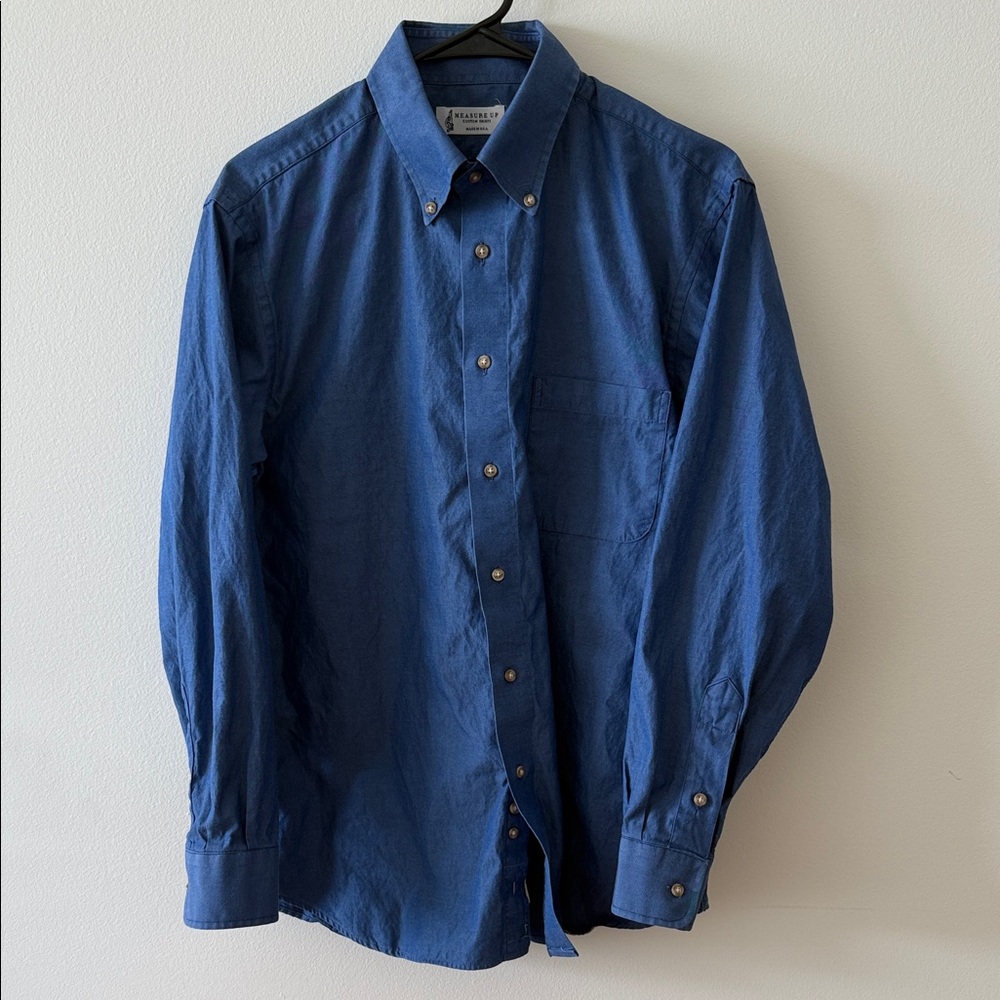 Men's Shirt Measure Up Custom Blue Button-Down Nordstrom Made in USA Classic